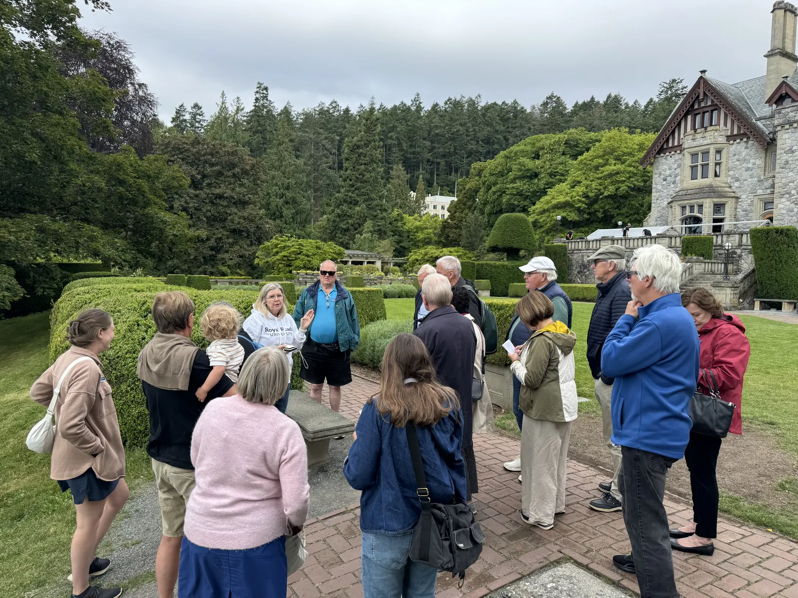 Rotarians gathered on a garden tour at Hatley Park